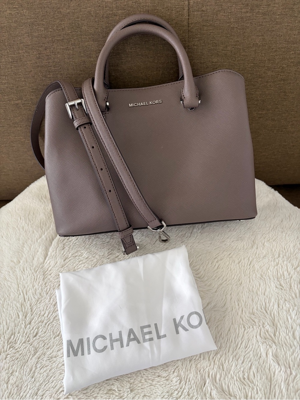Michael Kors Savannah Saffiano Leather Satchel with Strap